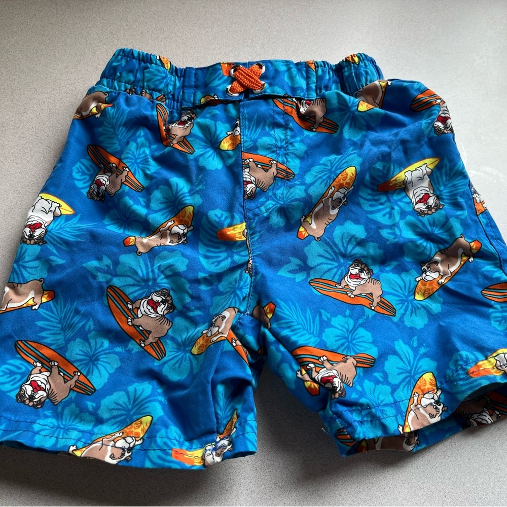 Baby buns baby Swim Trunks size 18 months Dogs  on surfboards
